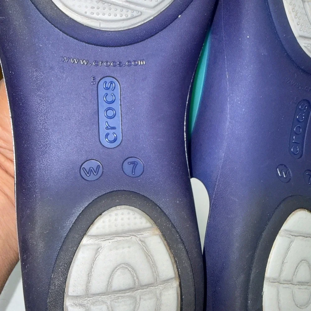 Crocs Isabella Strappy Sandals Cerulean Blue Green Womens 7 Slingback Flats